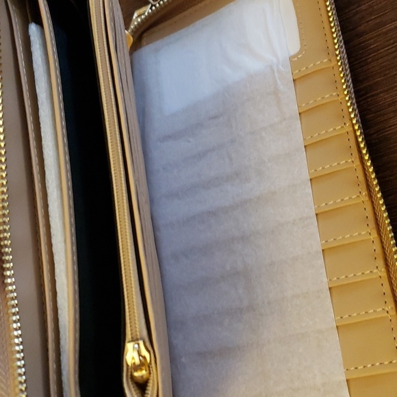 WOZEAH RFID Blocking PU Leather Zip Around Wallet Clutch Faux Snake Cuban Sand - Picture 5 of 12